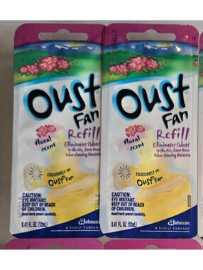 Lot of 2 Discontinued Oust Fan Scented Oil Refills Floral Scent .41 Oz NEW